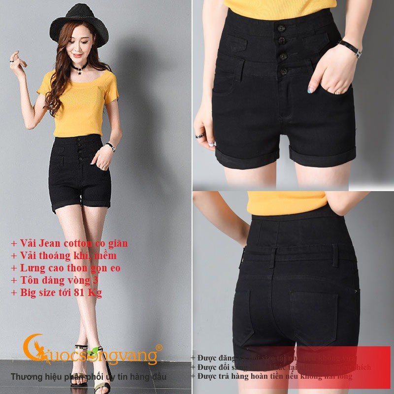 Quần short nữ lưng cao quần short jean cạp cao màu GLQ064 Cuocsongvang