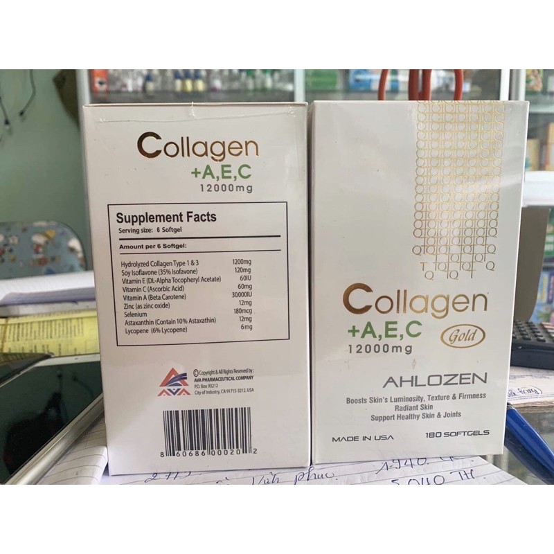 Collagen A E C 12000mg Ahlozen Gold 180 viên