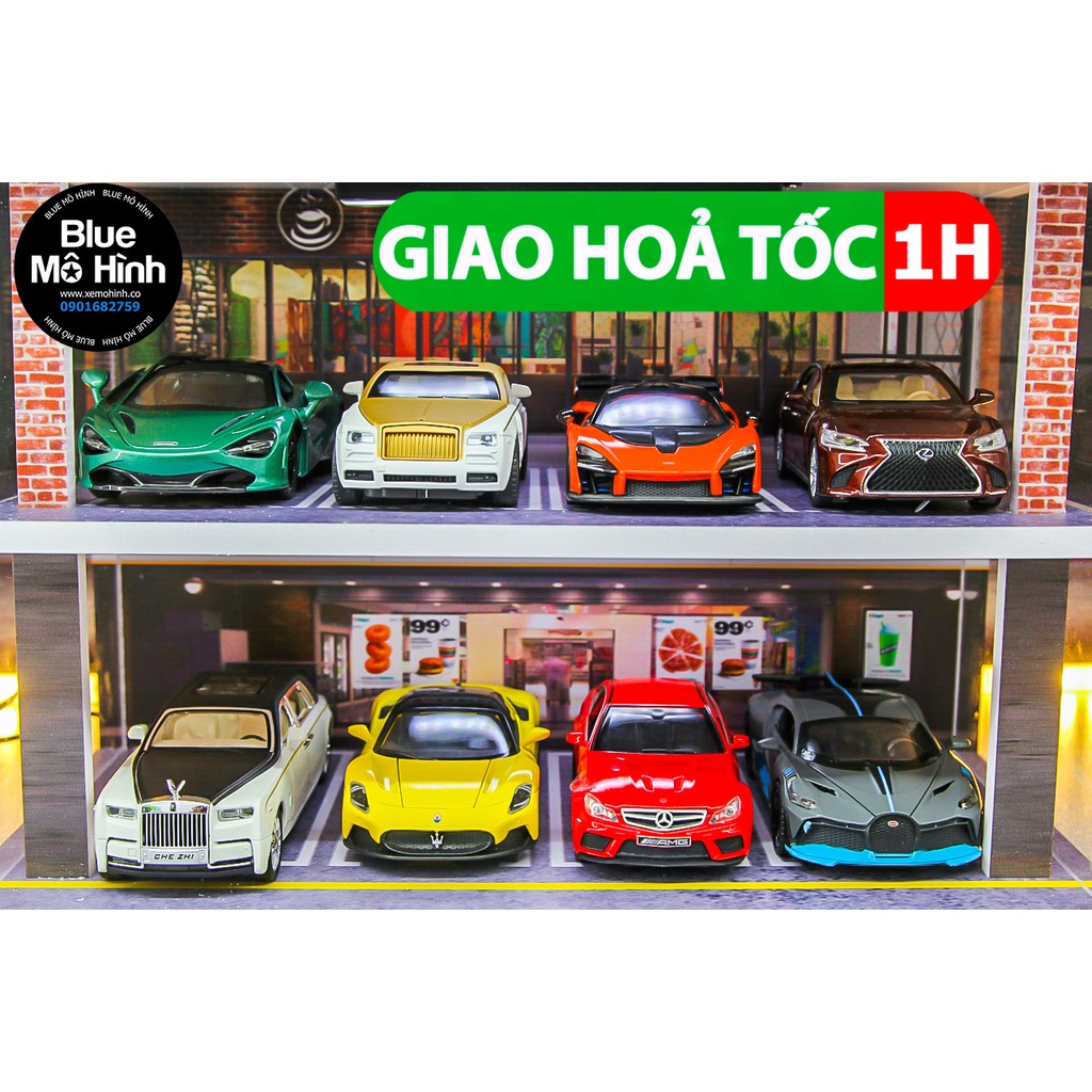 Blue mô hình | Garage xe mô hình kệ trưng bày xe tỷ lệ 1:32 và 1:24