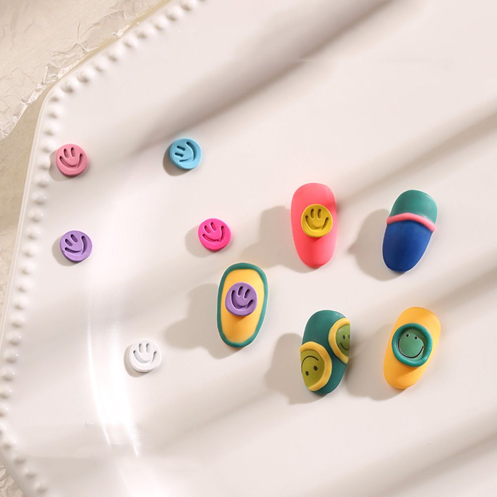 Nút Hợp Kim Hình Mặt Cười 3D Nhiều Màu Sắc Trang Trí Móng Nghệ Thuật DIY