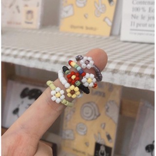 Nhẫn hạt cườm bông hoa