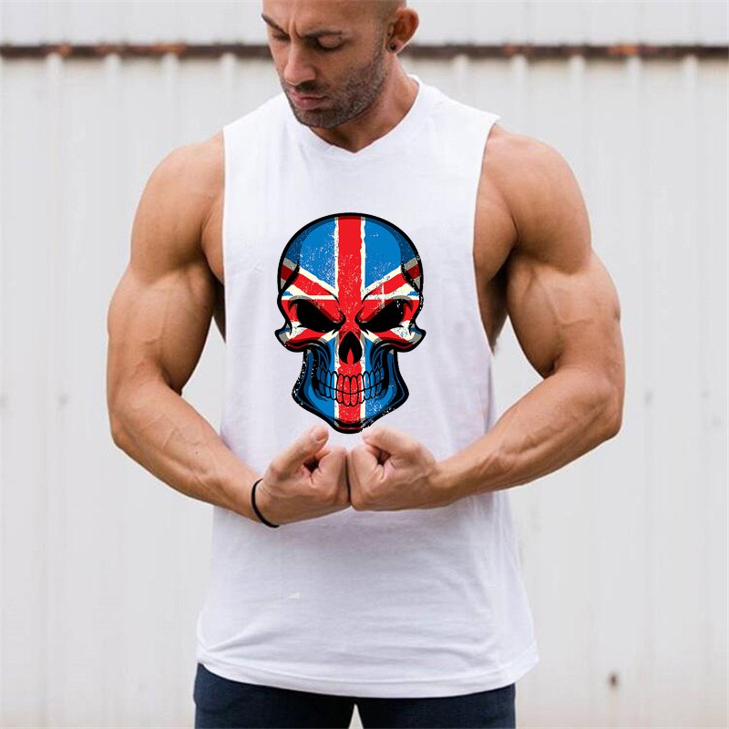 Áo ba lỗ nam in hình đầu lâu phong cách hip hop