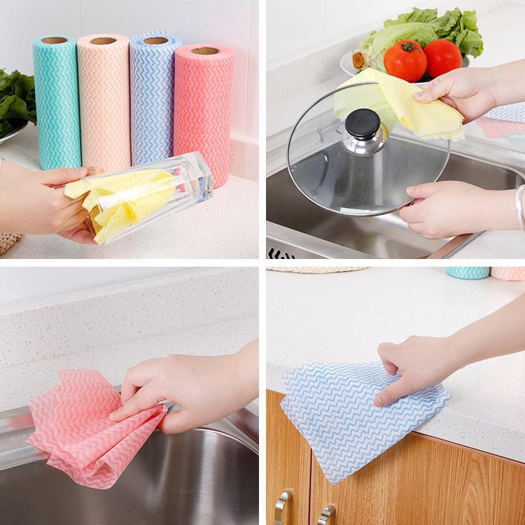 Cuộn khăn lau đa năng homeeasy- 50 miếng màu ngẫu nhiên 1434