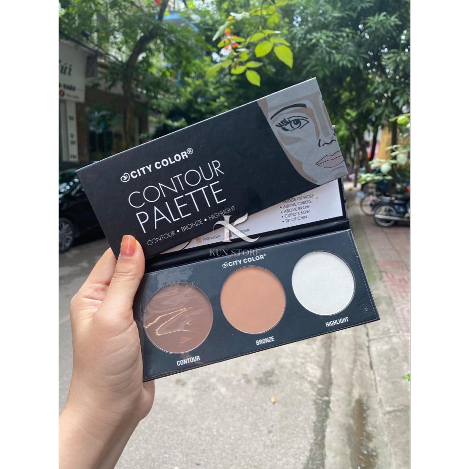 Phấn Tạo Khối 3 Ô City Color Contour Effects Palette 💖 𝘍𝘳𝘦𝘦𝘴𝘩𝘪𝘱 💖 Phấn Tạo Khối Khuôn Mặt Giúp Gương Mặt Bừng Sáng