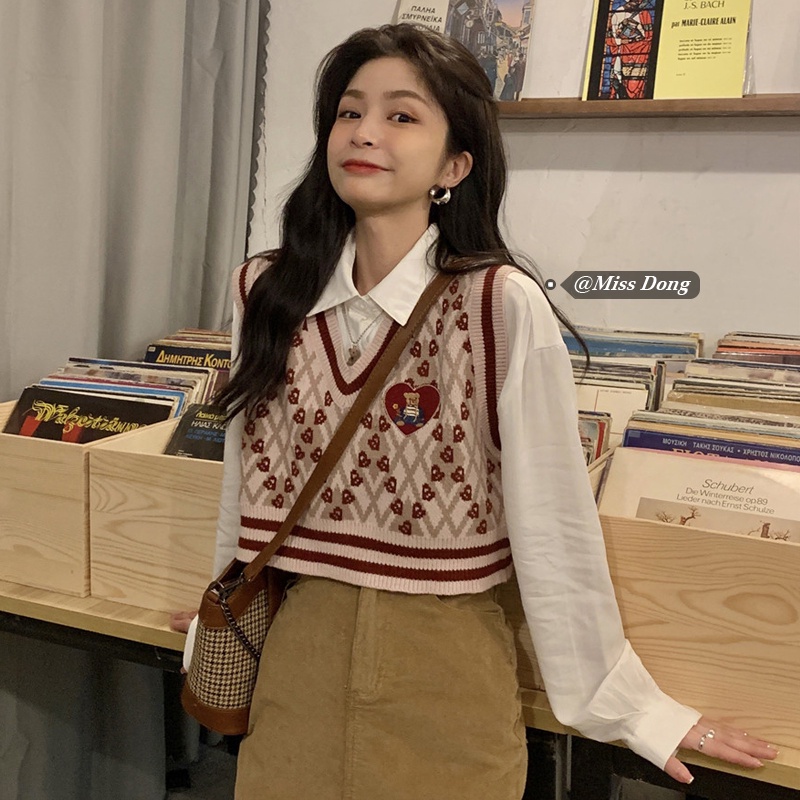 Porozi  Áo len không tay cổ chữ V thời trang Hàn Quốc