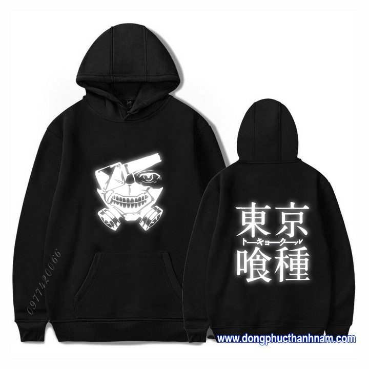 áo hoodie tokyo ghoul phản quang, kaneki mask drawing, HÀNG LOẠI ĐẸP