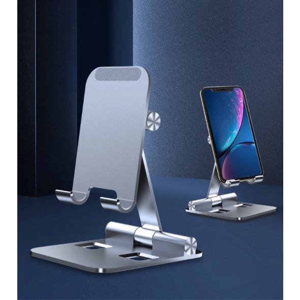 Giá đỡ điện thoại máy tính bảng tablet cho iPhone, iPad, Surface, Samsung M54 hợp kim nhôm, có thẻ gấp gọn
