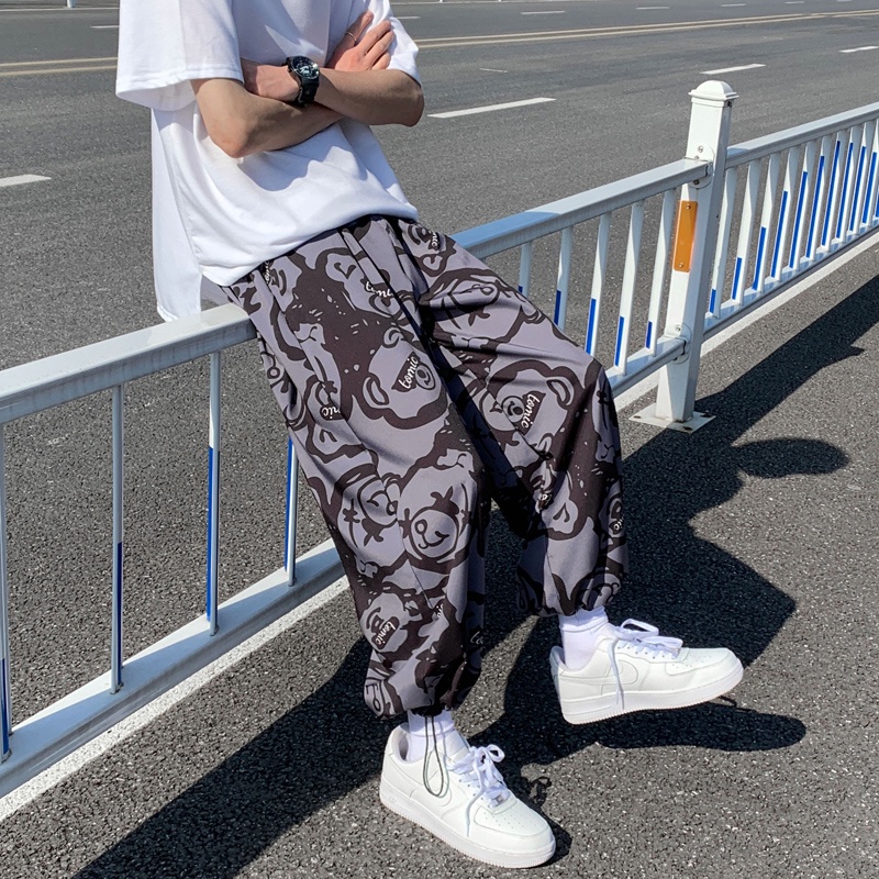 Quần ống rộng in họa tiết phong cách hip hop đường phố cá tính cho nam