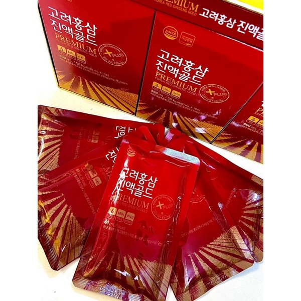 Nước hồng sâm 100% Premium Korea Red Ginseng Gold 30 gói Dành Cho Người Tiểu Đường, Mỡ Máu