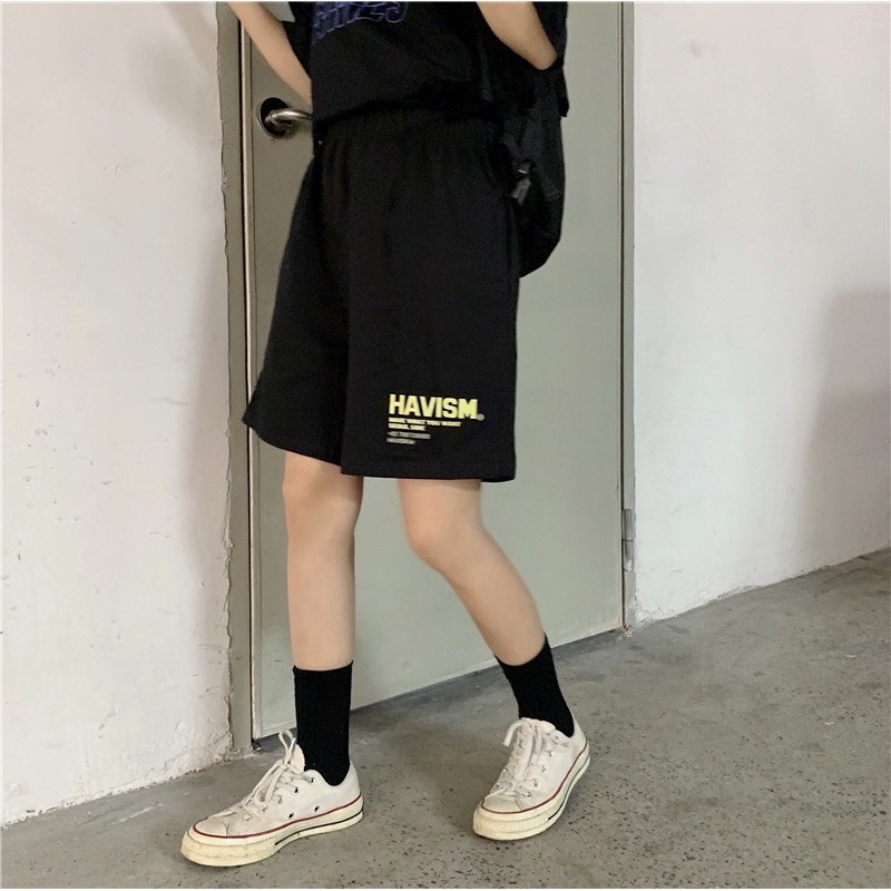 Quần short lửng nữ thun cotton da cá unisex thể thao cao cấp HAVISM ống rộng bigsize mặc nhà ngủ thời trang hàn quốc đẹp