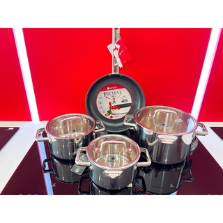 Bộ nồi inox liền khối Elmich Trimax ECO EL-8004 size 18, 20, 26, chảo 26cm