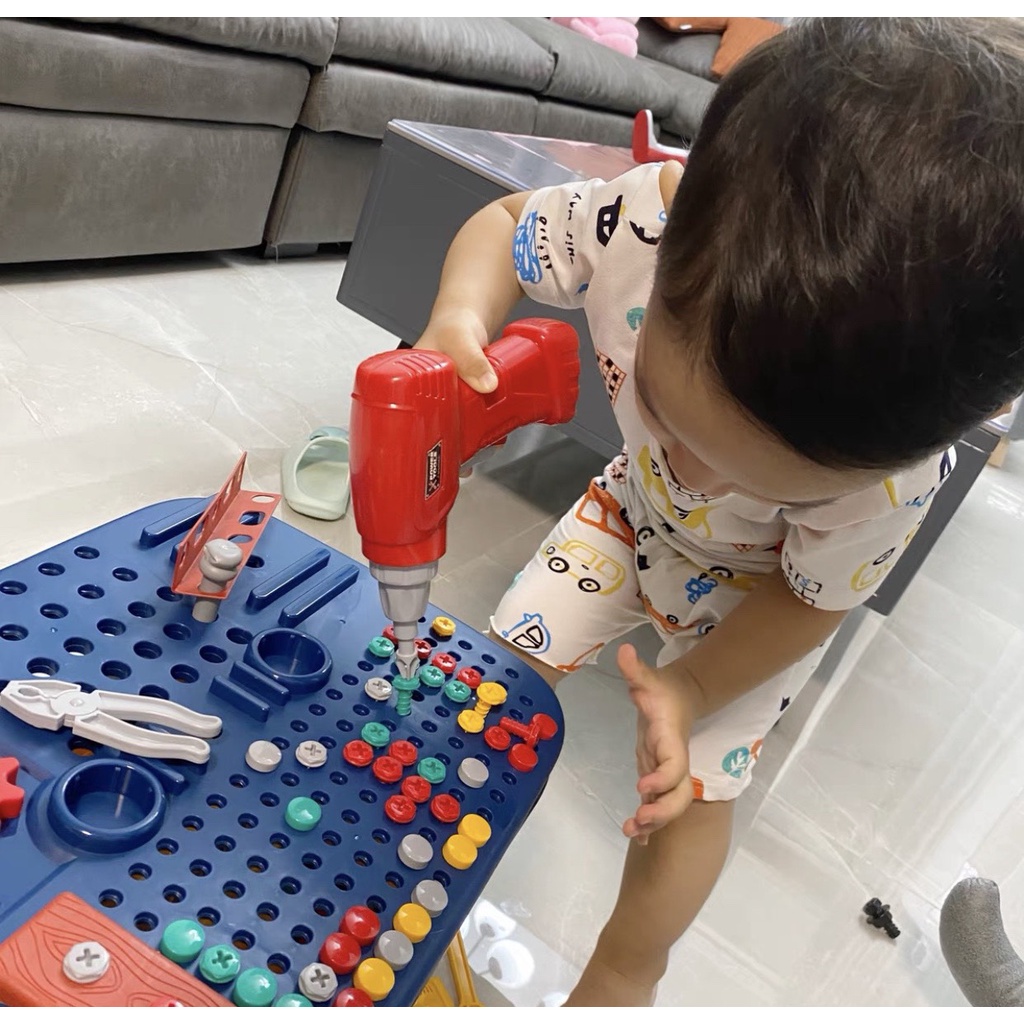 Bộ đồ chơi cao cấp Bé Làm Kĩ Sư, lắp ráp kỹ thuật, có khoan điện - Đồ chơi giáo dục trẻ em