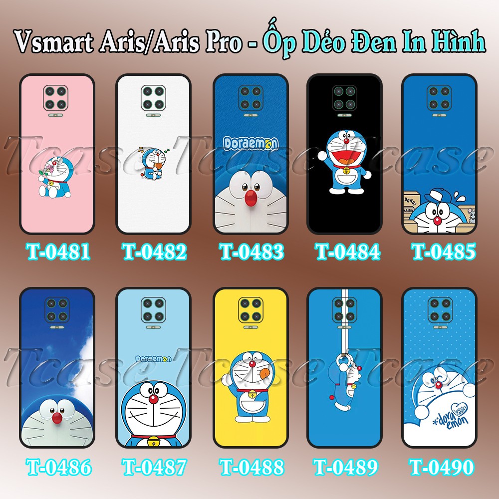 Ốp lưng Vsmart Aris/ Aris Pro dẻo đen in hình Hoạt hình Chú mèo Doraemon