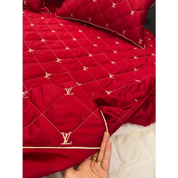 Bộ ga trần LV Lụa sateen cao cấp - Set ga gối 3 món lụa mát hè thu ( thoải mái với đệm chân cao dưới 30cm) MỚI