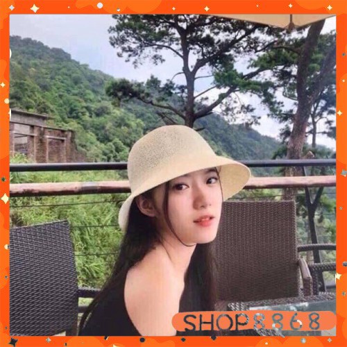 Nón cói chữ M nhiều màu (Đỏ - Nâu - Kem - Hồng - Đen) - shop8868