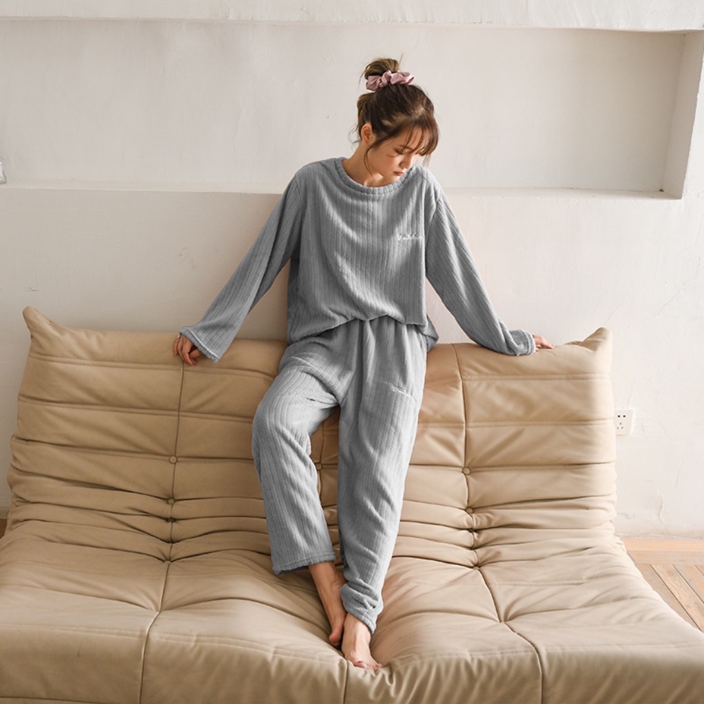 [Video] Bộ đồ nỉ bông lông cừu gân tăm ống suông không bo gấu, bộ đồ mặc ở nhà siêu ấm CHERRY MIN | BigBuy360 - bigbuy360.vn