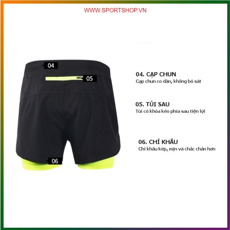 Quần chạy bộ nam ARSUXEO MS01, quần short thể thao 2 lớp (boxer) có túi khóa kéo sau, siêu mềm mại, thoáng khí | BigBuy360 - bigbuy360.vn