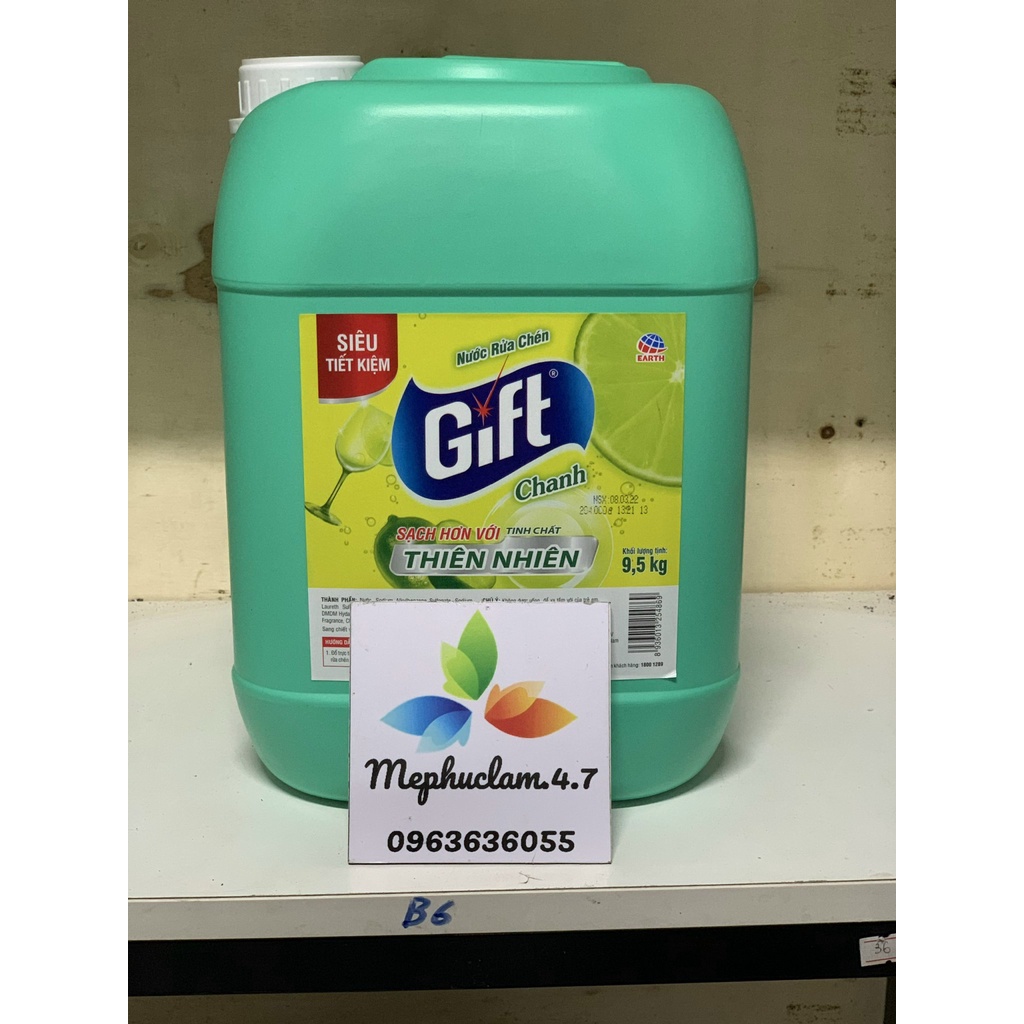 Nước rửa chén Gift can lớn 9.5kg siêu tiết kiệm cho nhà hàng, khách sạn, quán ăn, trường học,...