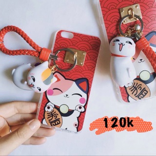 Case mèo may mắn kèm móc khoá