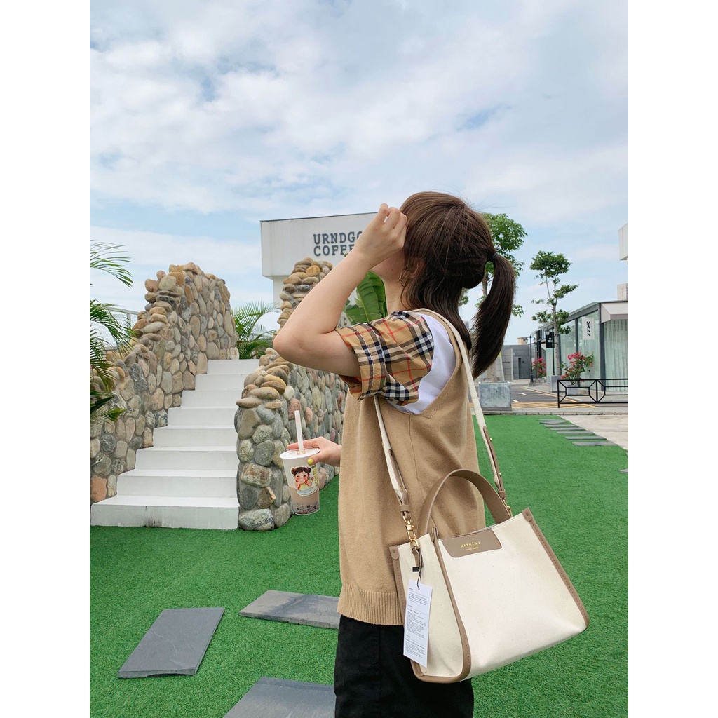 Túi Tote Vải Canvas Hình Vuông Cỡ Lớn Thiết Kế Mới Năng Động Thời Trang