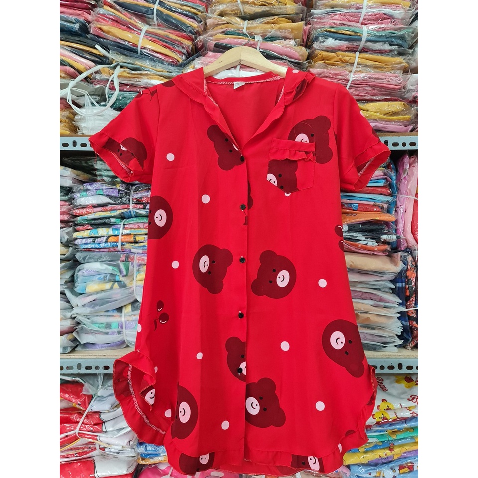 Váy Đầm Nữ-Đầm nữ kiểu dáng sơ mi vải LỤA HÀN in hình BÒ SỮA siêu xinh