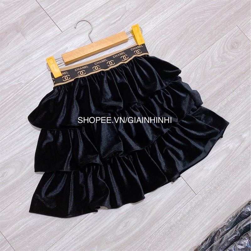 Chân váy ngắn xoè 3 tầng nhung cạp chữ CV1333 - NhiNhi Shop | BigBuy360 - bigbuy360.vn
