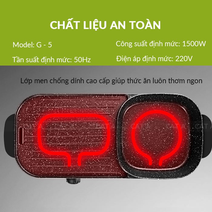 [ Mã CATA200K giảm 200k -TẶNG BGN ] BẾP LẨU NƯỚNG ĐA NĂNG CAO CẤP CÁT Á 2 IN 1 - Tiết kiệm điện năng - chất lượng !