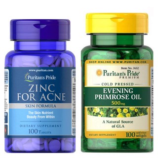 Combo Ngừa Giảm Mụn Nội Tiết, Kiềm Dầu, Chống Oxy Hoá Zinc For Acne & Dầu Hoa Anh Thảo Evening Primrose