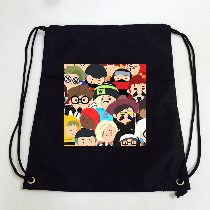 Balo dây rút đen trắng IN HÌNH Play Together game chibi túi rút đi học xinh xắn thời trang