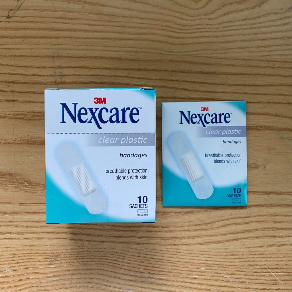 Hộp 100 miếng băng cá nhân trong suốt 3M Nexcare™ Clear, sản xuất tại Thái Lan_Chính hãng Mask3M