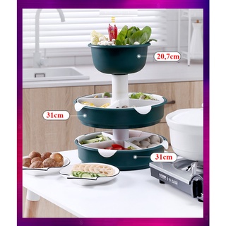[ FREE SHIP ] Khay đựng thức ăn , hoa quả , rau ăn lẩu đa năng xoay 360 độ nhiều ngăn phân loại thực phẩm