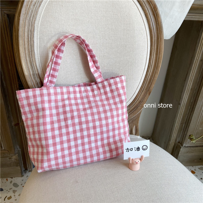 Túi vải đựng cơm trưa kẻ sọc caro phong cách Nhật Bản