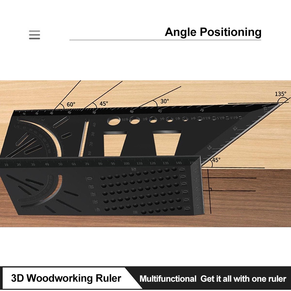 Thước Đo Góc 3D 45 + 90 Độ Hình Chữ T Chuyên Dụng Cho Làm Mộc