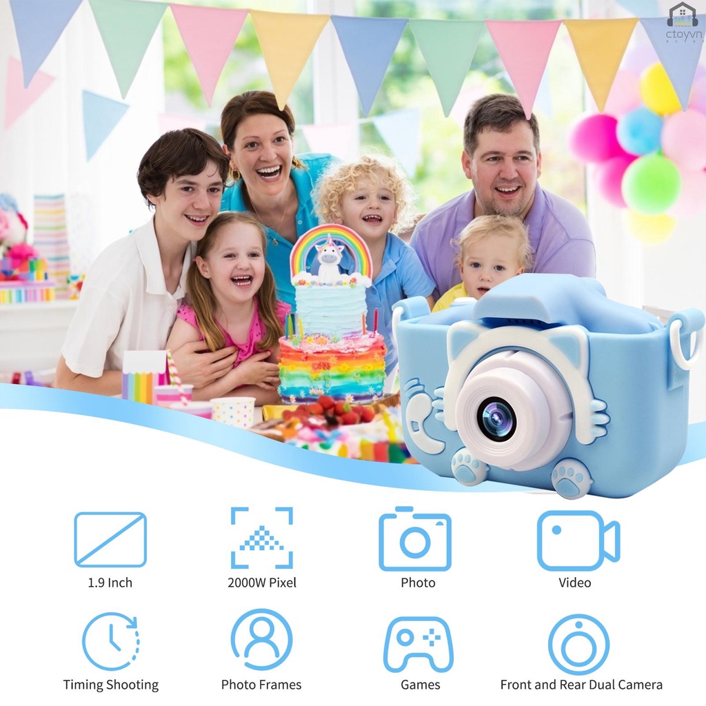 Camera kỹ thuật số 20MP 1080P HD dễ thương có thể sạc lại màn hình 1.9 Inch 32GB hỗ trợ thẻ nhớ cho bé 3-10
 | BigBuy360 - bigbuy360.vn