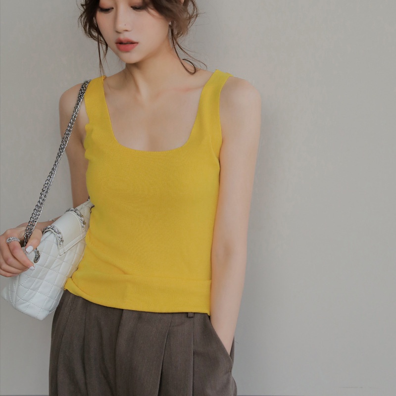 Áo Dệt Kim Không Tay Cổ Vuông Thời Trang Mùa Hè Dành Cho Nữ