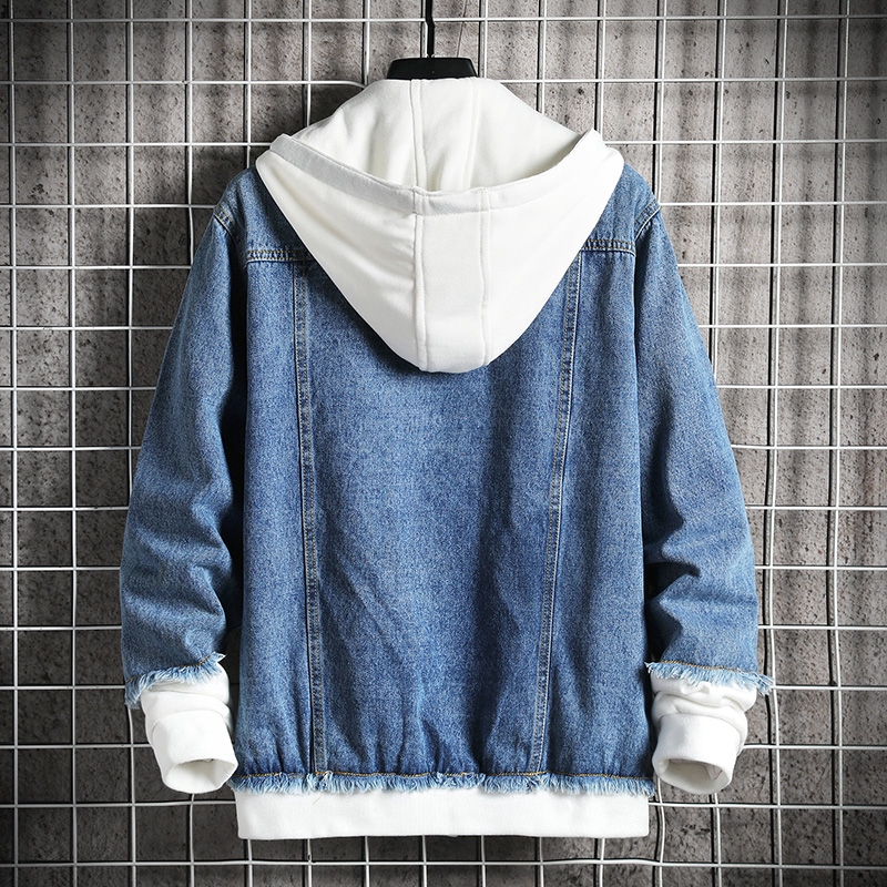 Jacket Jeans Men‘s Stitching Fashion Jacket Hooded Jacket JK1200