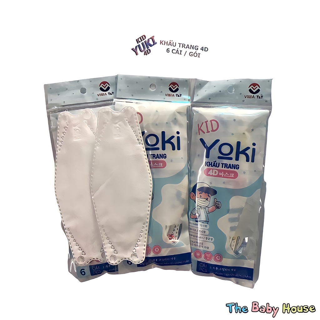 Khẩu Trang 4D YoKi Cho Bé  𝐅𝐑𝐄𝐄𝐒𝐇𝐈𝐏 Khẩu Trang 4D Yoki Cho Bé Bịch 6 Cái Tiêu Chuẩn KF94 / Landmask