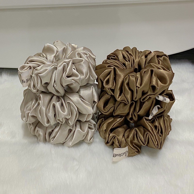 Đồ buộc tóc scrunchies lụa tone màu trầm