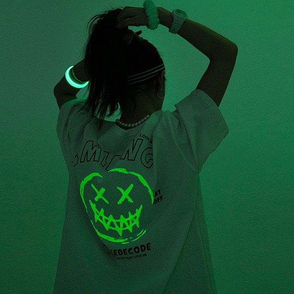 Áo thun Smiling dạ quang phát sáng trong bóng tối cool ngầu dành cho nam nữ