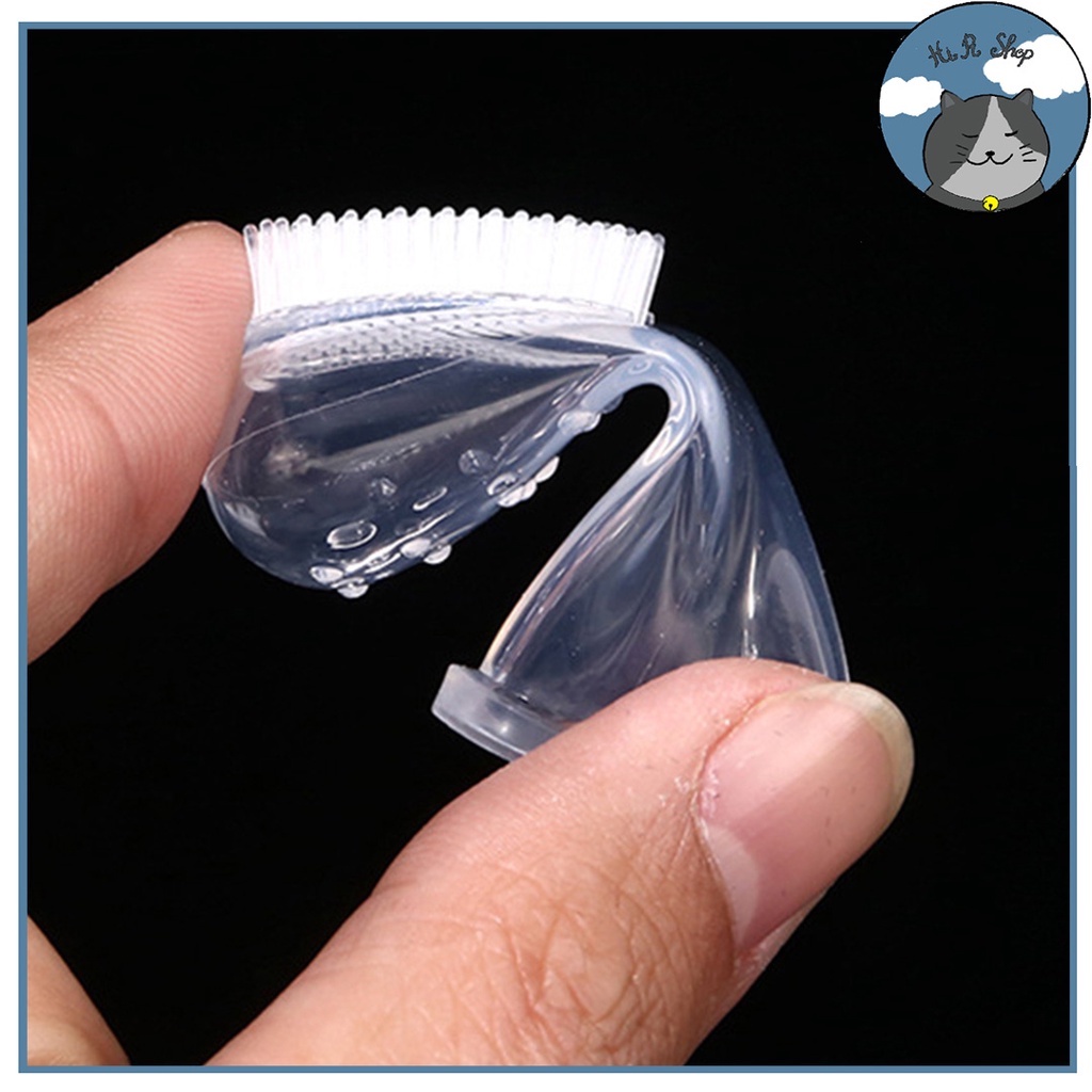 Bàn Chải Đánh Răng Silicone Mềm Gắn Ngón Tay Cho Thú Cưng