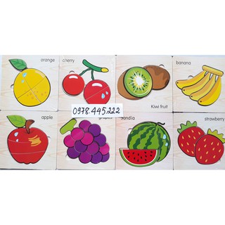 Đồ chơi ghép hình đơn giản bằng gỗ chủ đề hoa quả rau củ