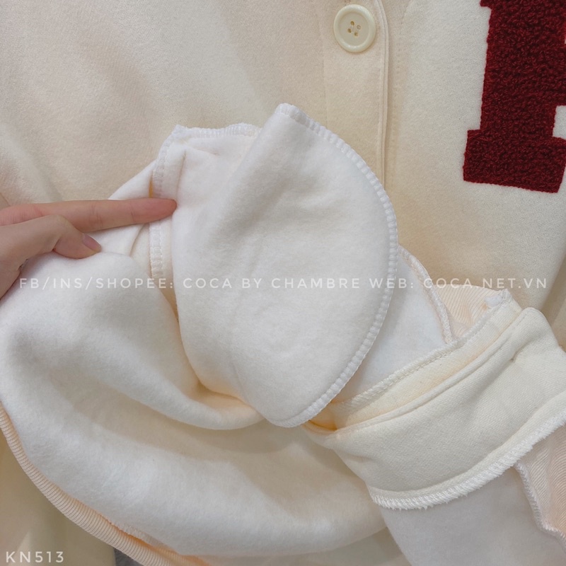 [KN513]🎯 Áo khoác nỉ bông dày chữ R thêu xù sọc tay form rộng unisex (Có sẵn/ảnh thật) | BigBuy360 - bigbuy360.vn