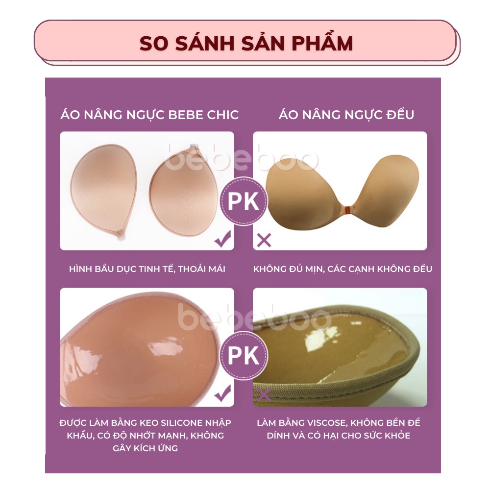 Áo Dán Nâng Ngực, Miếng Dán Cài Trước Tao Khe Cho Nữ Cao Cấp Siêu Dính BEBECHIC AD001