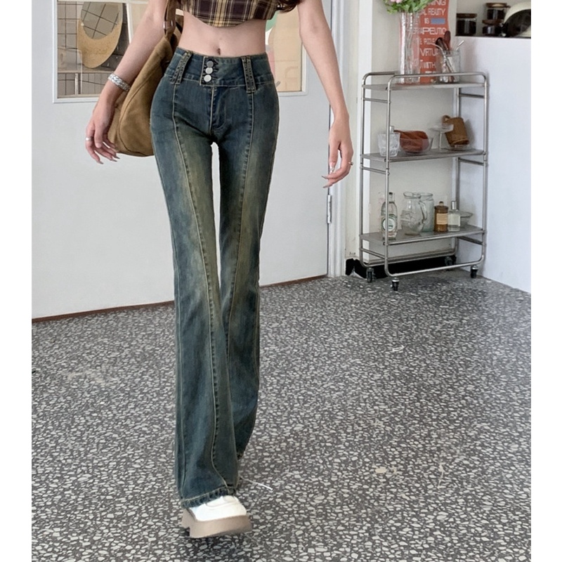 Quần Jeans Lưng Cao Thiết Kế Hợp Thời Trang Cho Nữ