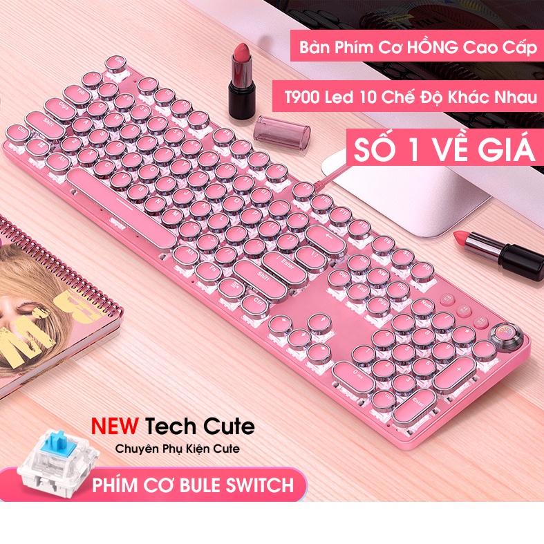 Bàn phím máy tính, bàn phím cơ HỒNG PRO T900 LED 10 Chế Độ, Phím Cơ Blue Gaming Máy Tính, Laptop, PC CHO NAM & NỮ