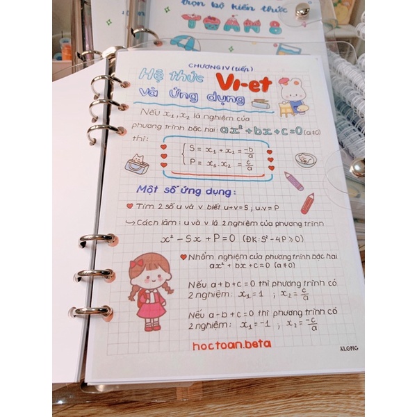 Toán 9 sổ còng sắt binder, lò xo khổ A5 A6