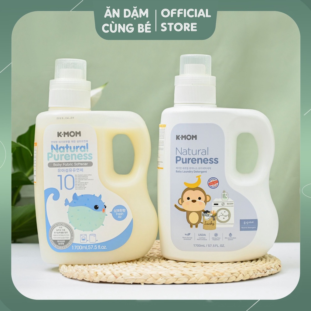 Nước giặt xả vải quần áo Kmom Hàn Quốc hữu cơ cho bé sơ sinh an toàn chính hãng 88093