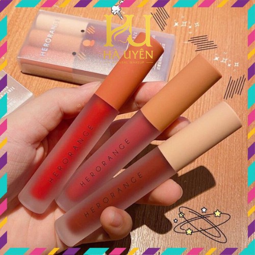 Son, Sét 3 Cây Son Kem HEROANGE Fluffy Lip Glaze Siêu Lì, Siêu Xinh [ Chuẩn Nội Địa ]