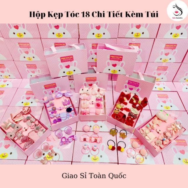 Hộp kẹp tóc 18 chi tiết cho bé
