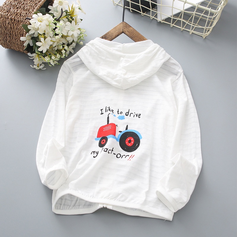 Áo Khoác Chống Nắng Bằng Vải Cotton Mỏng Thoáng Khí Có Mũ Trùm Dành Cho Trẻ Em 90-150cm